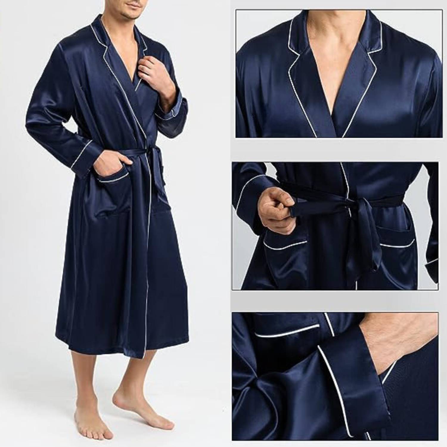 Mens Mulberry Silk Dressing Gown: image 2