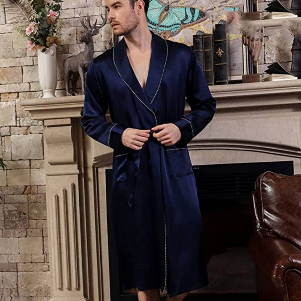 Mens Mulberry Silk Dressing Gown: image 4