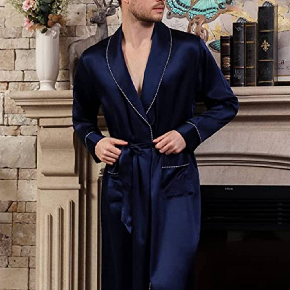 Mens Mulberry Silk Dressing Gown: image 5