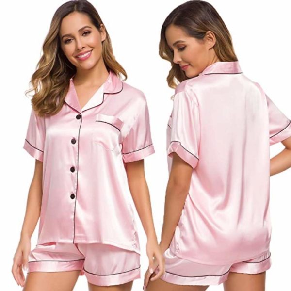 buy pink satin silk pyjamas online
